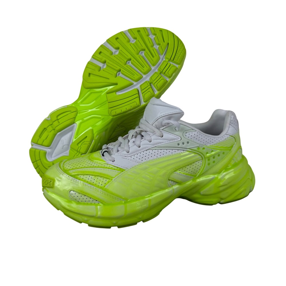 Puma Men's Velophasis‎ Phased Sneakers  Pro White/Slime Green Lace Up Size 7 New